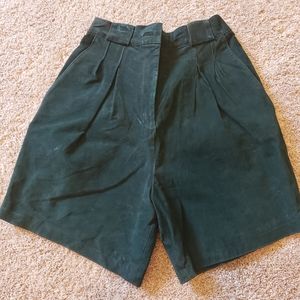 VTG Foxrun Suede Leather Pleated Short Dark Green Size 7